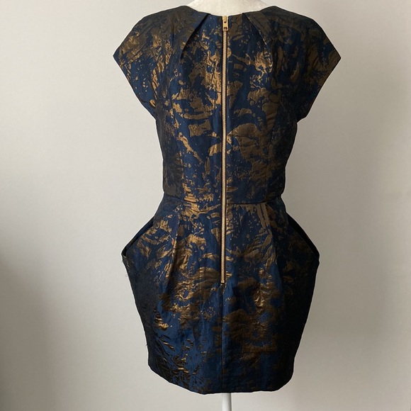 All Saint Spitalfields Navy Gold Dress - Picture 8 of 12